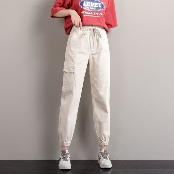 

women's jeans guuzyuviz green harem pants denim trouser woman high waist mom plus size pintados mujer summer 2021 casual, Blue