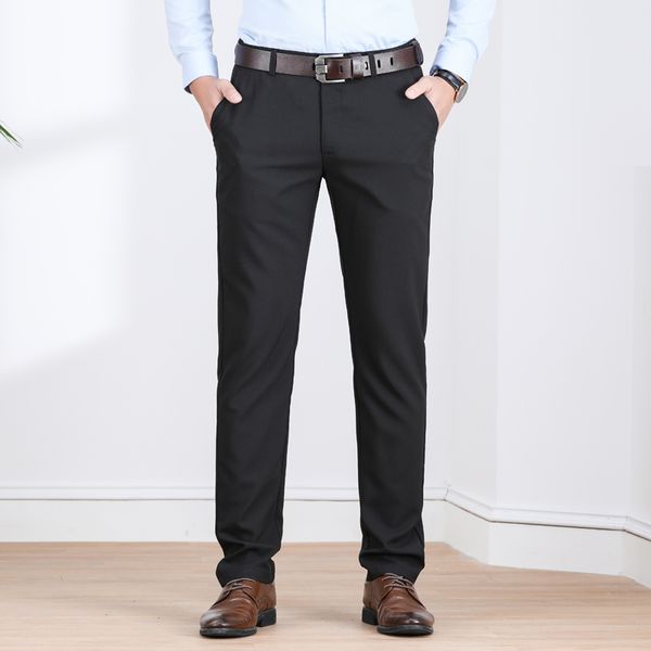 

laoyeche brand mens pants cotton casual pants stretch male trousers man long straight 3 color plus size pant suit 42 44, Black