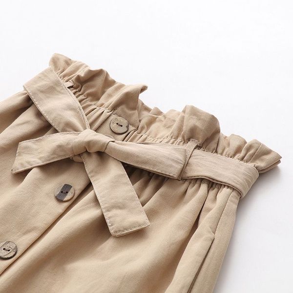 

spring summer skirts women 2019 midi knee length korean elegant button high waist skirt female pleated school skirt, Black