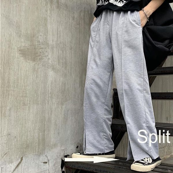 

сыпучие streetwear корейских женщин workout split хем solid лета хлопка высокой талией pant мода для брюк фитнес серый черный boho длинные, Black;white