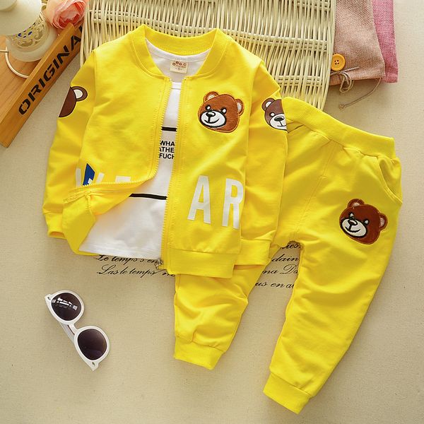 

kids clothes baby boys girls jackets t shirt pants outfits set 3pcs spring autumn baby clothing casual sportswear 0-4 years b298, White
