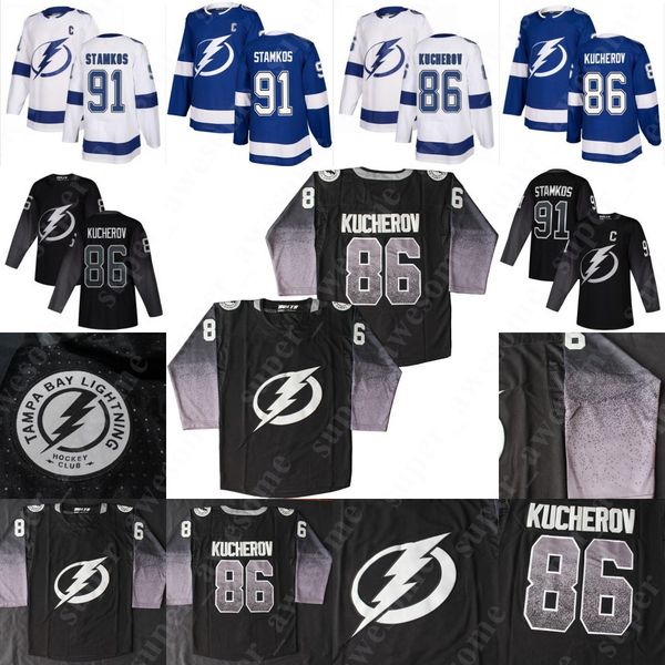 

2019 NEW Black 86 Nikita Kucherov Jersey 91 Steven Stamkos Men Women Youth Tampa Bay Lightning Hockey Jerseys White Blue