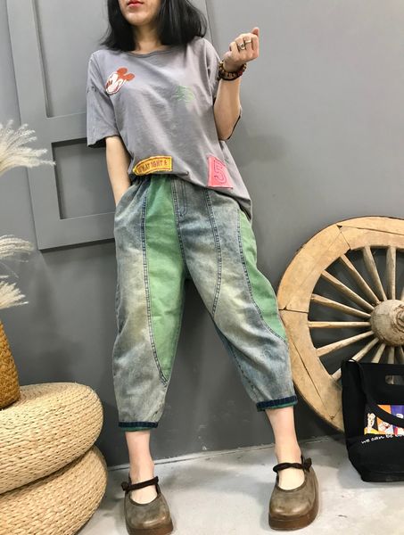 

green fork pants national wind restoring ancient ways girl embroidered jeans bk4568, Blue