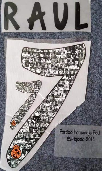 

2013 2014 Реал Мадрд ретро штамповка футбол nameset # 7 RAUL футболист печатных букв впечатл