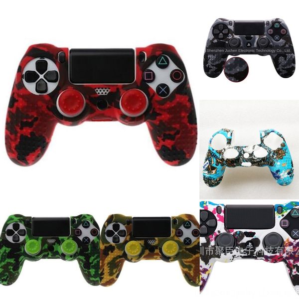 

01ew9 ivyueen soft silicone thicker half skin case cover + 2 x thumb pro grips for stick dualshock 4 ps4 playstation slim controller