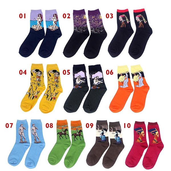 

aolikes new men women cotton art oil painting sport running socks women cycling socks men sport, Black