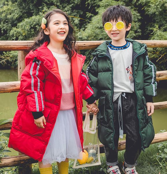 

sunma children's down jacket long section 2019 winter new korean version of children's wear down jacket, Blue;gray