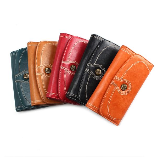 

women wallet long oil waist clutch multi-card explosion pu leather purse phone bag card holder luxury women's wallets, Red;black