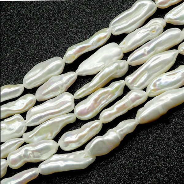 

long strip shape 16-22mm natural freshwater pearls beads diy jewelry material baroque pearl loose beads strand about 20pcs, White