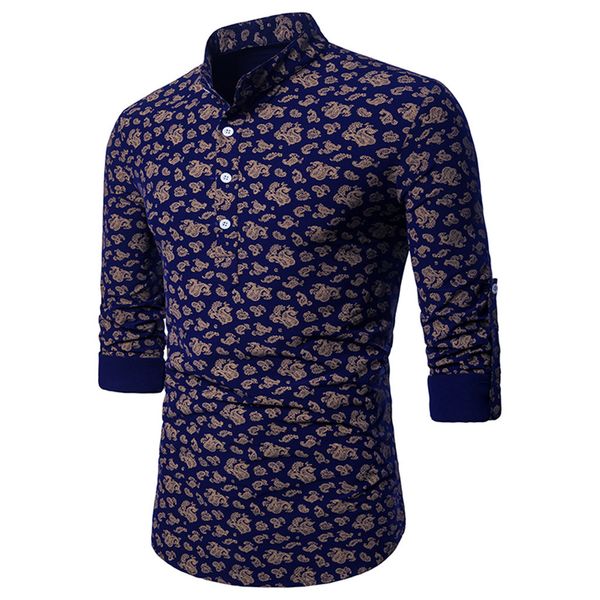 

youyedian 2019 men's autumn winter casual paisley print long sleeve shirt top blouse new arrival, White;black