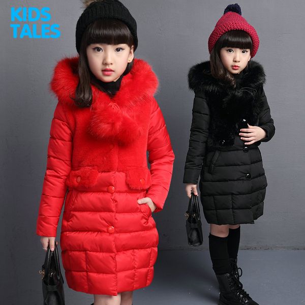 

girls jackets & coats new 2017 arrivals fashion fur hooded thick warm parka down kids clothes cotton children's outwear clothing, Blue;gray