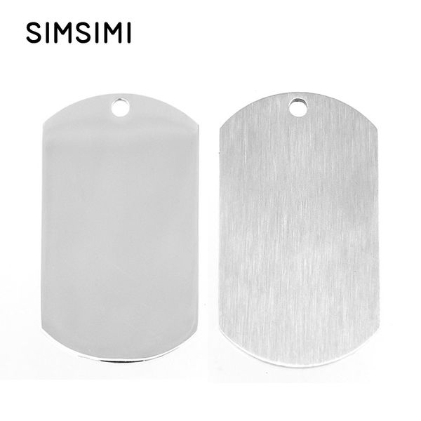 

simsimi 28x49mm id bank dog tag charms pendants men jewelry stainless steel necklace pendant high polished wholesale 10pcs, Silver