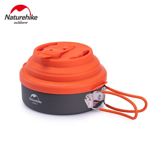 

naturehike whistling camping pan with silicone lid 1.5l portable picnic cookware camping folding pot tableware kettle