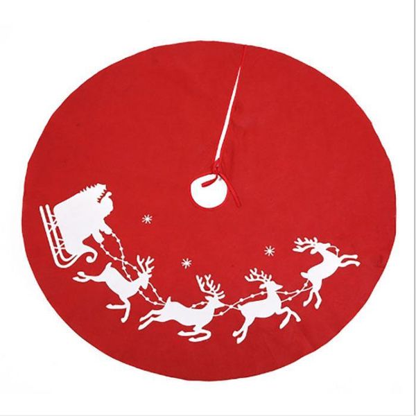 

red christmas tree skirt burlap material cotton ruffle 80cm 122cm embroidered home l decoration elk christmas supplies