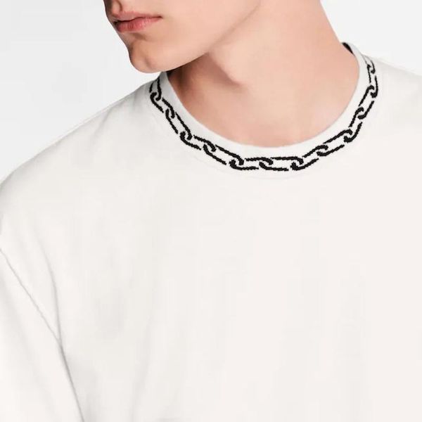 

20ss high-end black chain crew neck tee simple solid color t-shirt high street short sleeve men women travel tee summer breathable hfymtx839