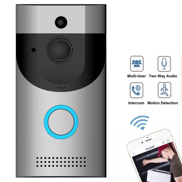 

b30 battery powered wifi video doorbell waterproof camera 720p real time video two way audio ir camera