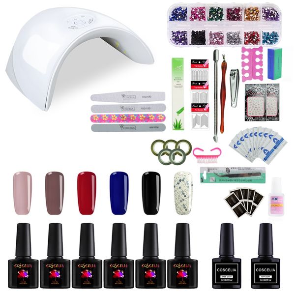 

nail kit manicure set of tools set 36w led lamp 6pcs gel nail polish base coat gel varnish art manicure tools