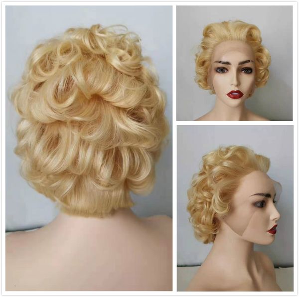 Short Wigs Human Blonde Hair Lace Front Wig For Black Women Pixie