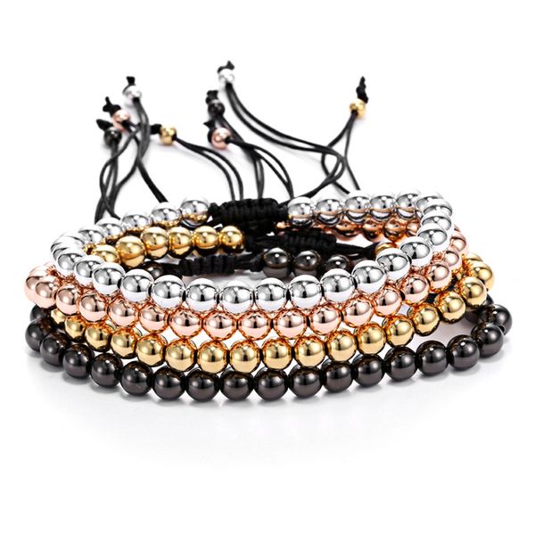 

rose gold beads bracelets women stainless steel charm silver bracelet black adjustable elastic rope bracelet jewelry for women