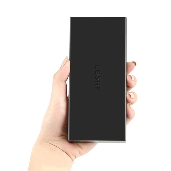 

leshp 19800mah qc3.0 dual-usb portable convenient external rechargable battery pack charger power bank black