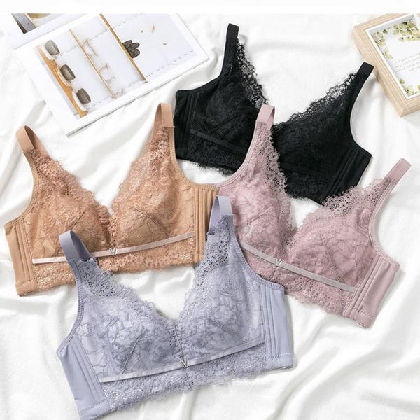 

wireless bralette lingerie brassiere seamless underwear invisible push up gather bra for without steel ring women, Red;black