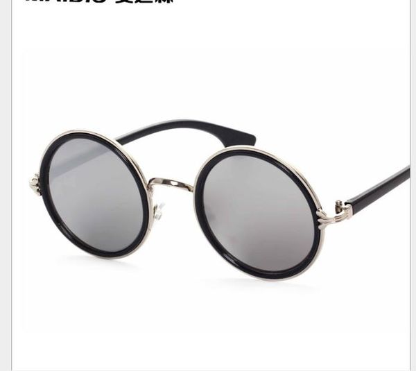 

reflective small round-frame sunglasses, White;black