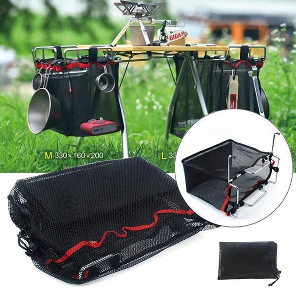 

outdoor wire bracket desk hanging mesh net bag bbq tools pouch organizer