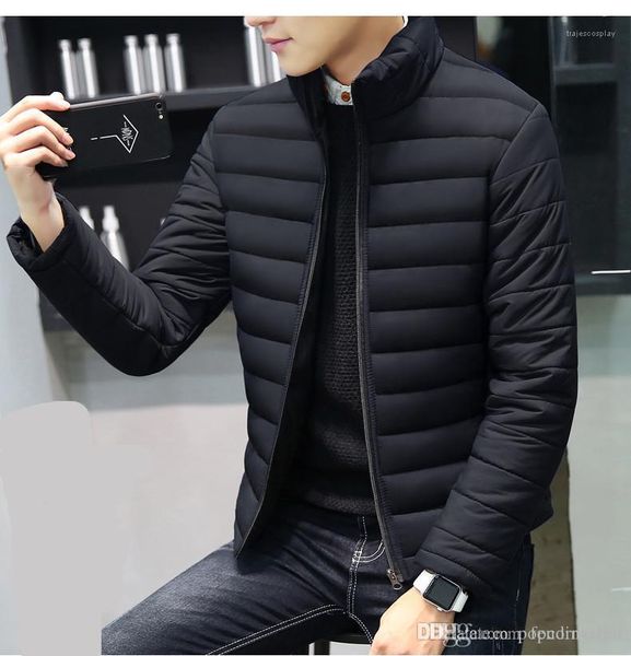 

зимняя куртка теплая дизайнерская повседневная куртка мужчины легкая верхняя одежда новая мода мужская одежда мужчины стенд воротник, Black