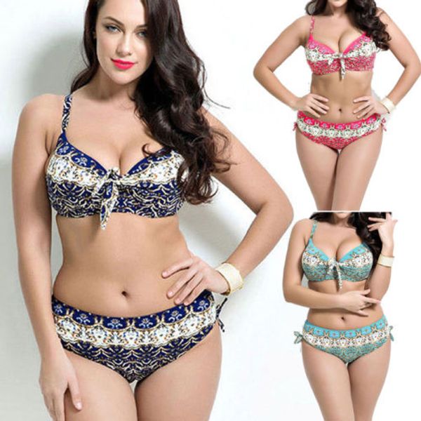 

women swimsuit size plus swimwear push up padded bikini set floral print beachwear high waist bathing suit bandage biquini