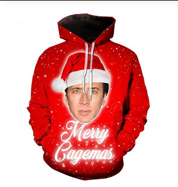 

new fashion sweatshirt men women 3d casual hoodies the giant blown up face of nicolas cage harajuku style loose pullover hoodies, Black