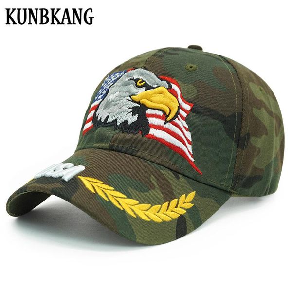 

kunbkang eagle camouflage baseball cap for men casual snapback caps dad hat sports usa flag army trucker cap camo baseball hats qgxon, Black;white
