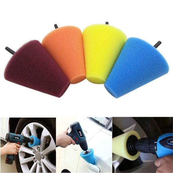 

6mm car wheel hub 4pcs polish buffing shank polishing sponge cone metal foam pad kit auto wheel pads disc sponge