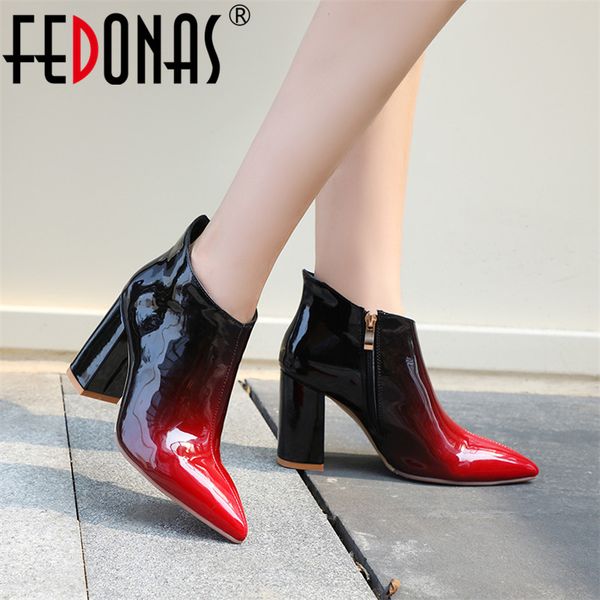 

fedonas fashion animal prints synthetic leather women ankle boots classic big size warm boots night club shoes woman, Black