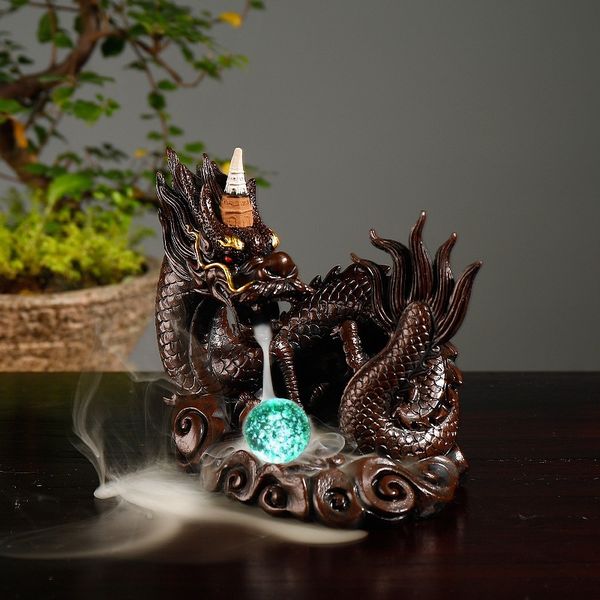 

creative large chinese dragon backflow incense burner sandalwood stove crafts home decoration+20 cones