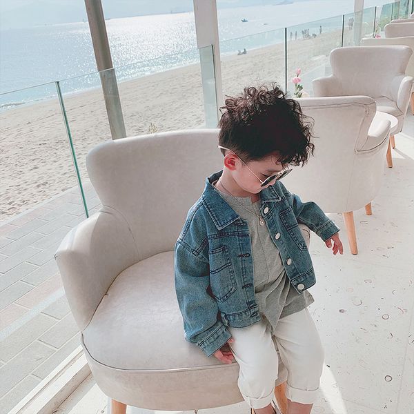 

2020 new arrival baby boys girls denim coat fashion spring full sleeve kids jackets 2-7 years, Blue;gray
