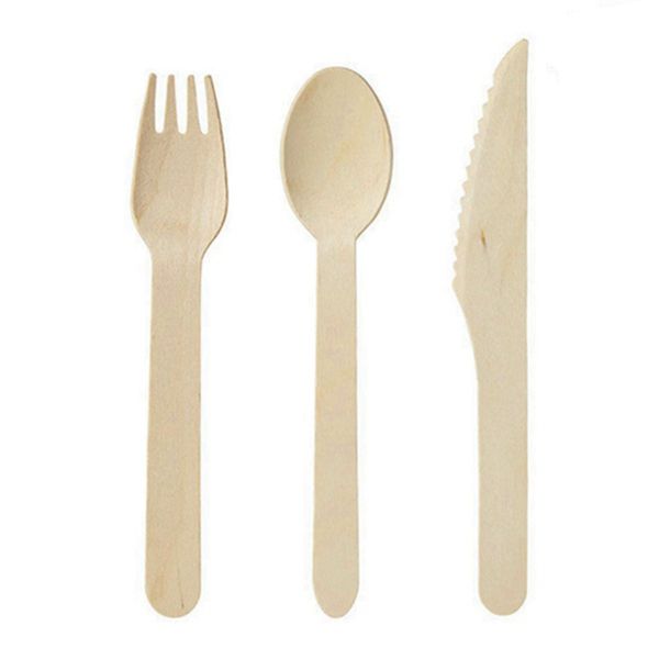 

eleg-disposable wooden cutlery 300 pack -forks(100), knives(100) and spoons(100), perfect alternative for plastic p215 (300