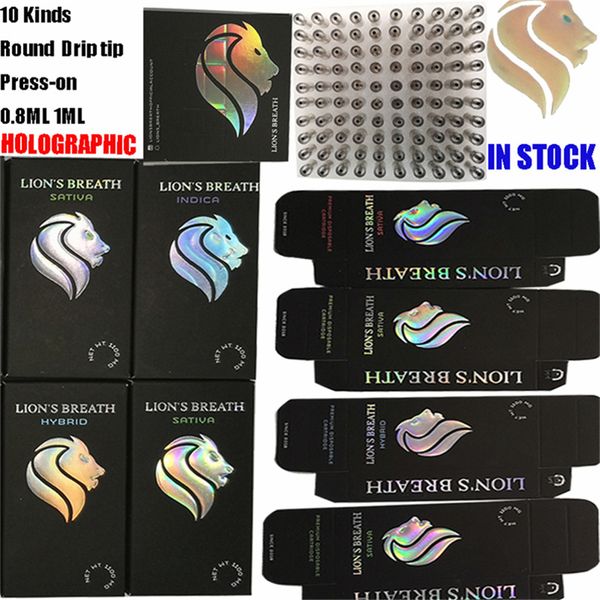 

Львы Дыхание Vape картридж Упаковка New Vape Тележки 510 THEAD Vape Pen Картриджи 0,8 мл 1мл Круглый Совет густое масло Распылитель E сигареты