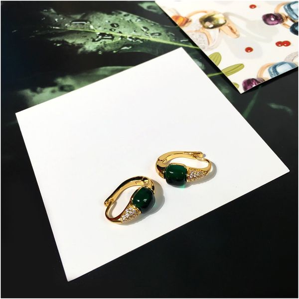 

personalized fashion colored diamond earrings for women gold hoop earrings luxury designer jewelry women ing, White