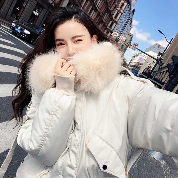 

u-swear women casual winter regular jacket mujer hooded parkas winter coat women loose parka fur collar cotton padded jackets, Black