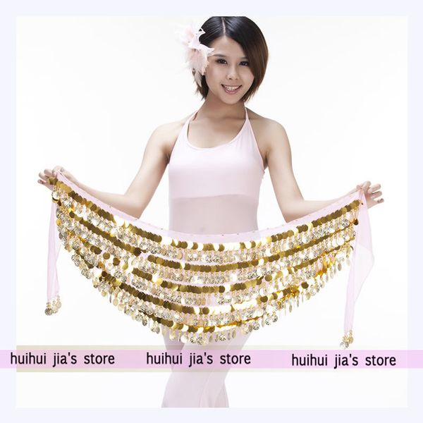 

shiny gold coin hip scarf belly dance clothes for sale women's beautiful belly dance belt fringed skirt practicing sets dress, Black;red