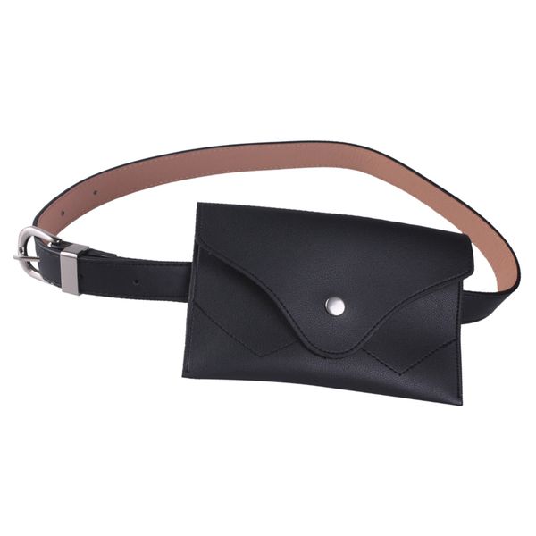 

lady fashion mini waist bag fanny pack pu leather cell phone pocket, Black;red