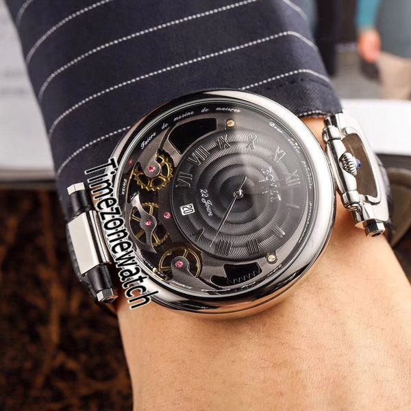 

bovet amadeo fleurier grand complications virtuoso skeleton automatic date steel case white dial mens watch black leather timezonewatch 04c, Slivery;brown