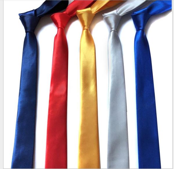 

2019 5 cm pure colour tie men's leisure korean narrow small polyester silk tie, Blue;purple