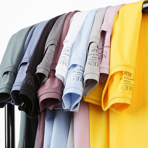 

fashion men's pure color round neck t-shirt short sleeve couple bottoming shirt austria new cotton, White;black