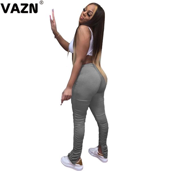 

vazn new arrival 2020 summer spring lady 5 colors solid long pants elastic mid waist casual pants lad daily springy, Black;white