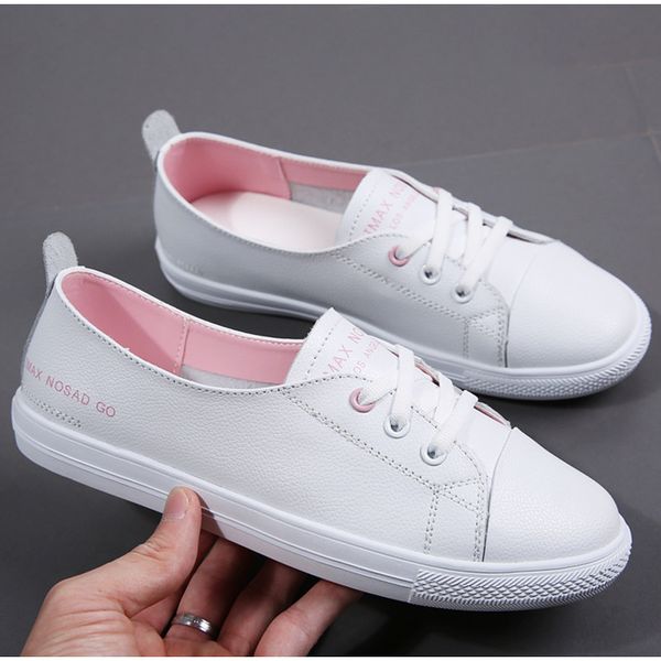 

women flats white shoes sneakers ladies pu leather slip on soft flat woman vulcanized comfort casual new fashion female shoes, Black