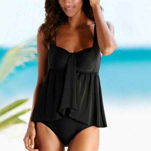 

plus size women clothes set dot black pretty tankini set push up padded new bathing suit 2019 robe femme ropa mujer elegant, White