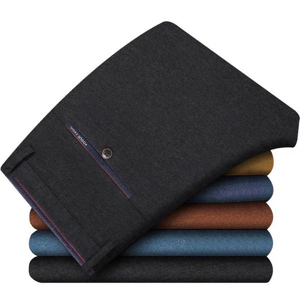 

2020 new mens casual basic pants business trousers regular straight pocket details trousers stretch pants male big size 38, Black