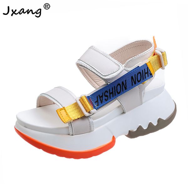 

jxang сандалии женщины 2020 новый летний женская обувь мода женщины плоские сандалии пляж открытый дамы досуг сандалии обувь, Black