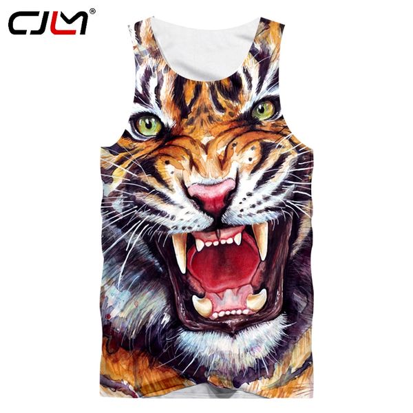 

cjlm factory direct supply original sample design 3d animal tiger print tank oversized vest wholesale, White;black